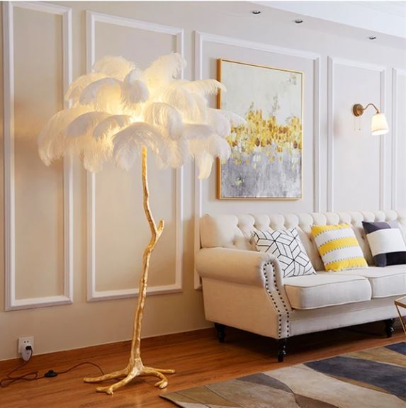 Luminaire plumes d'autruche Ostree