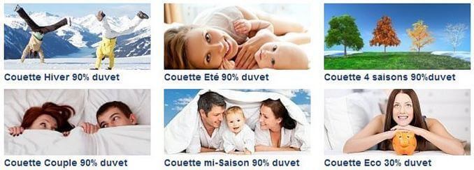 Plus de 60 couettes en duvet
